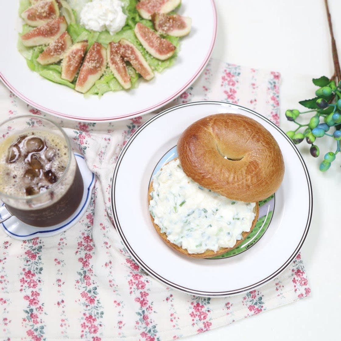 쪽파크림치즈 베이글 샌드위치 만드는법 칼로리 에어프라이어 굽기 맛있게 먹는법