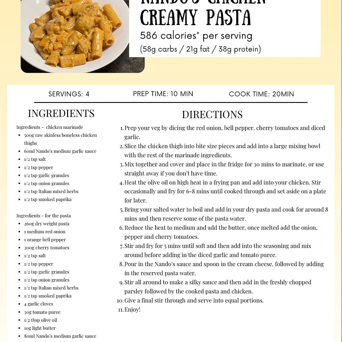 Nando's Chicken Creamy Pasta