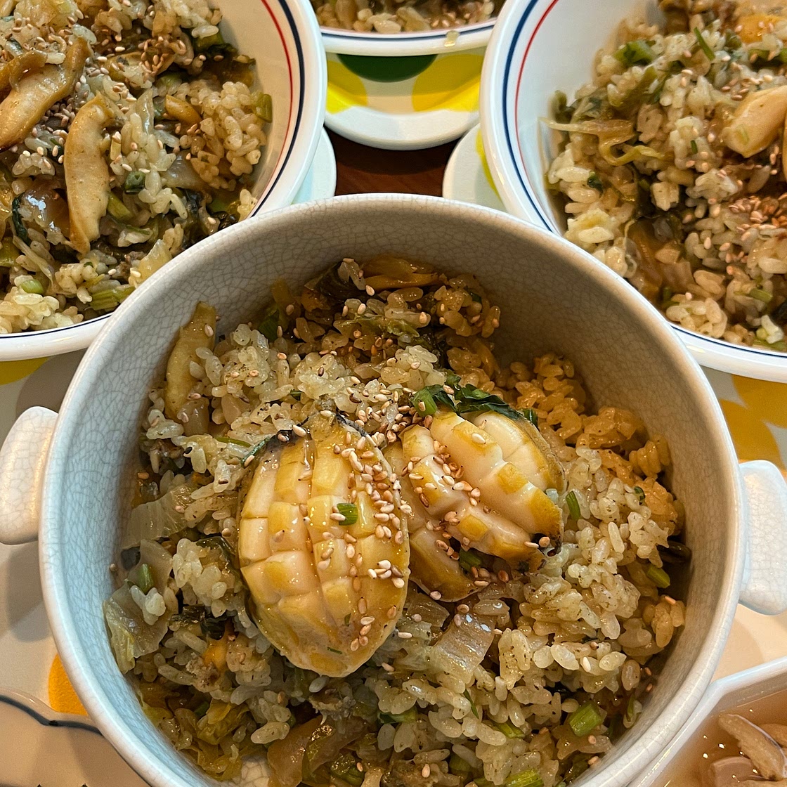 전복 묵은지 솥밥, 유부 된장국