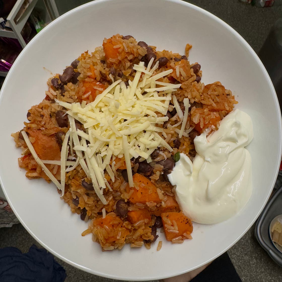 Southwest Sweet Potato, Black Bean and Rice Skillet