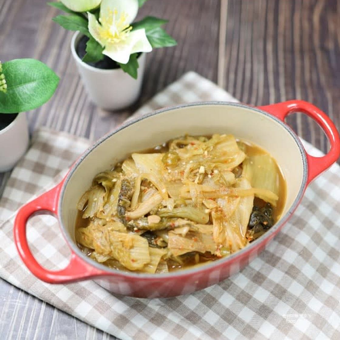 씻은 묵은지 된장지짐