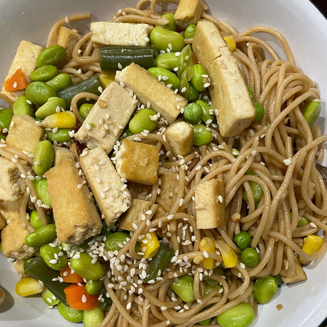 Soy Sauce Noodles with Tofu (high protein, super easy and delicious)