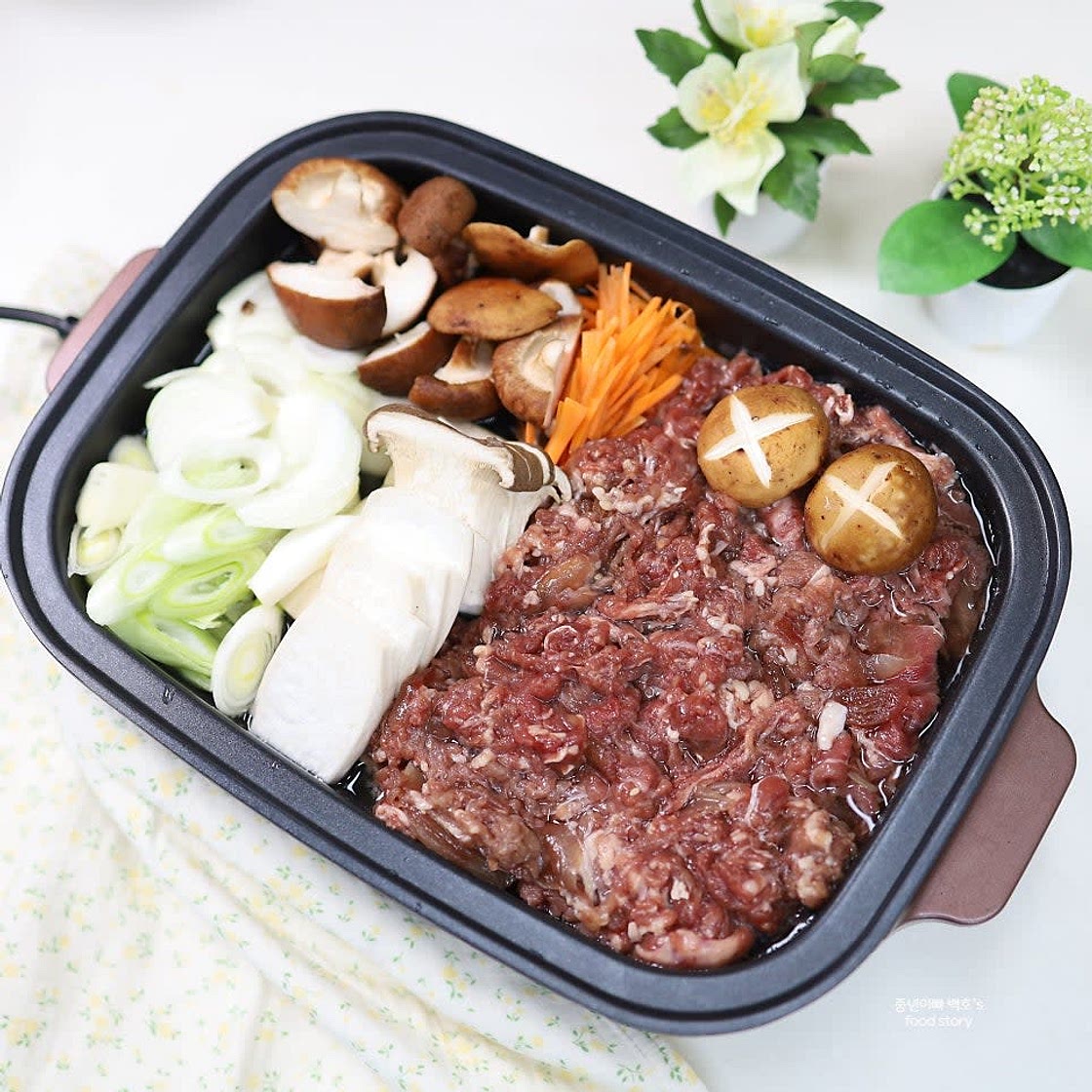 양념 소불고기 버섯전골