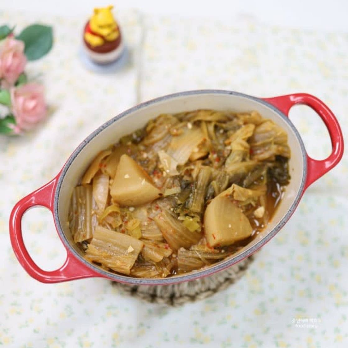 씻은 묵은지 된장지짐