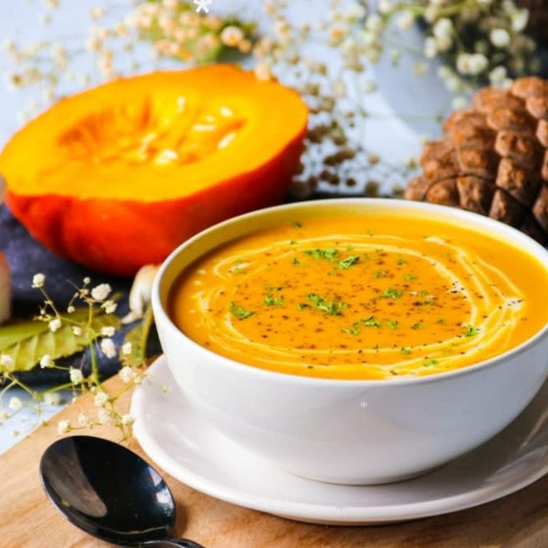 Soupe de potimarron et lentilles corail