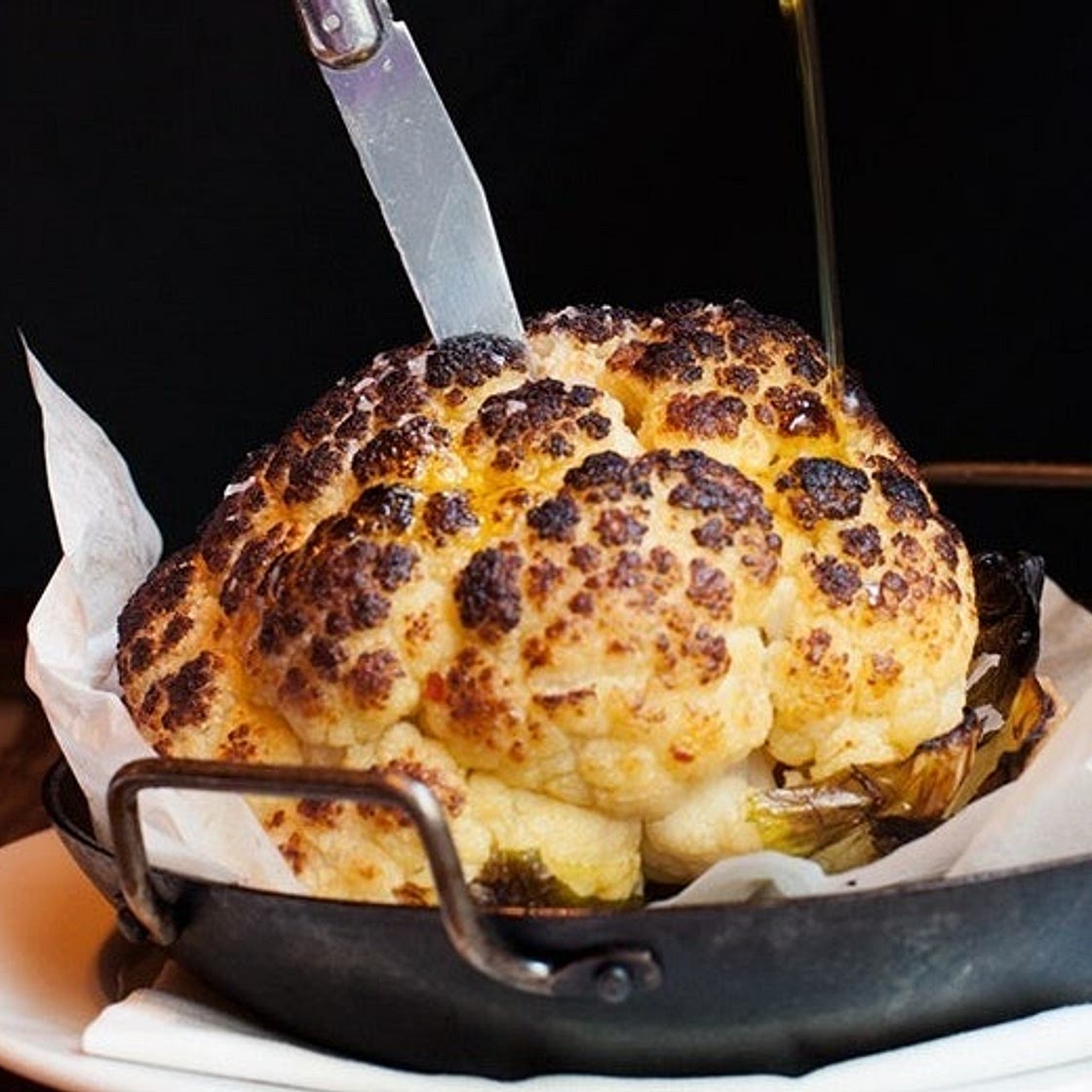 Whole Roasted Cauliflower With Whipped Goat Cheese