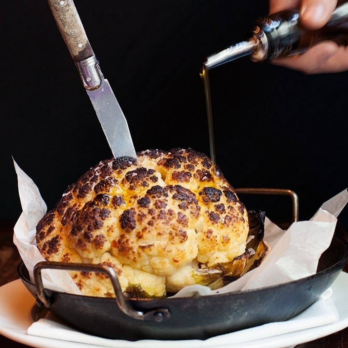 Whole Roasted Cauliflower With Whipped Goat Cheese