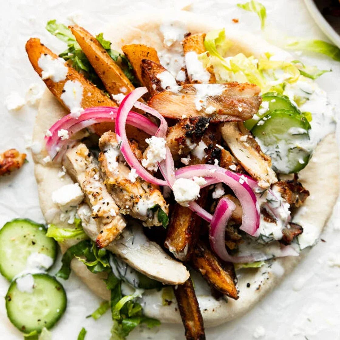 Greek Chicken Pita and Cucumber Salsa