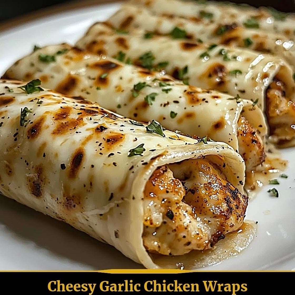 Cheesy garlic chicken wraps