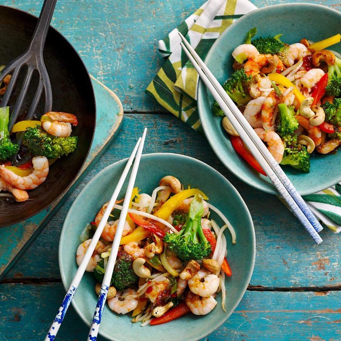 Prawn stir fry with cashews