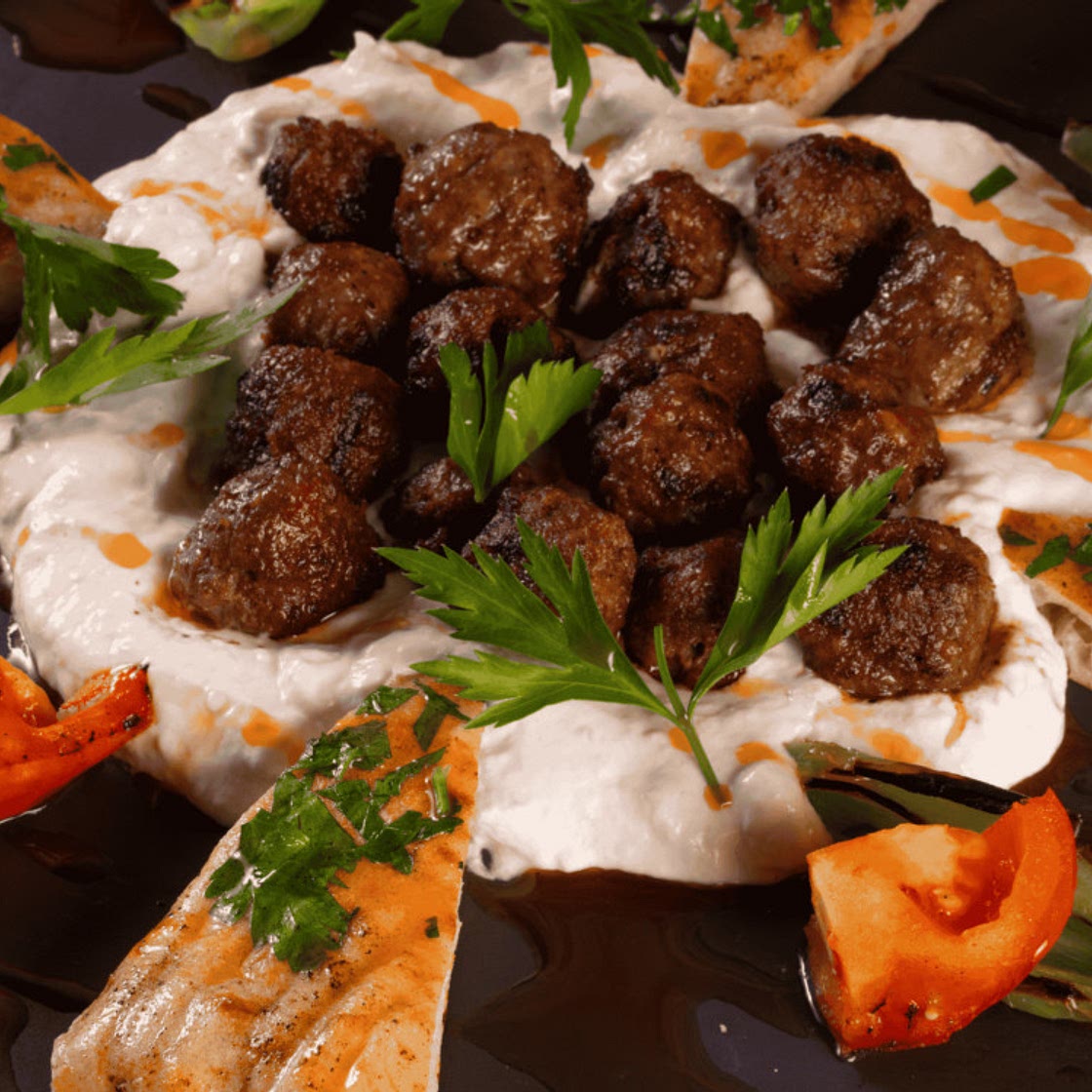 Grilled Meat on Eggplant Purée