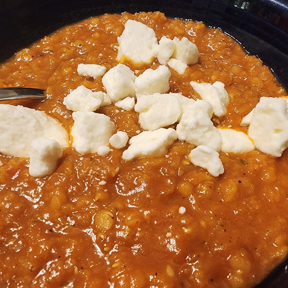Tomato-Lentil Soup With Goat Cheese