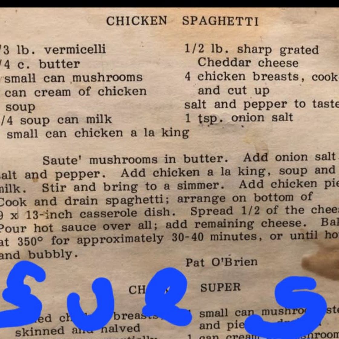 Sue Schneiders Chicken Spaghetti