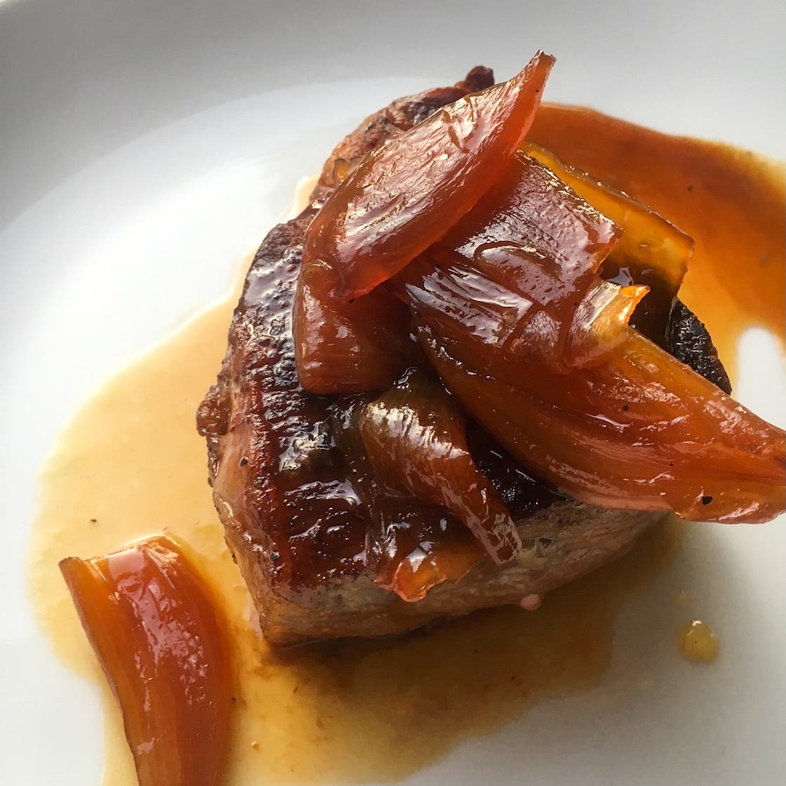 Caramelized Shallots with N.Y. Steaks