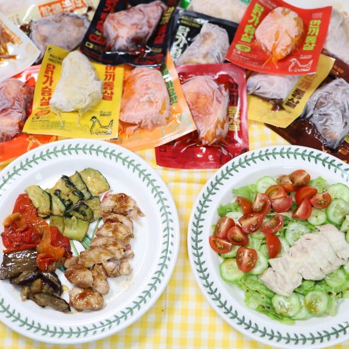한끼통살 소스닭가슴살 요리 냉동 야채볶음 샐러드 레시피