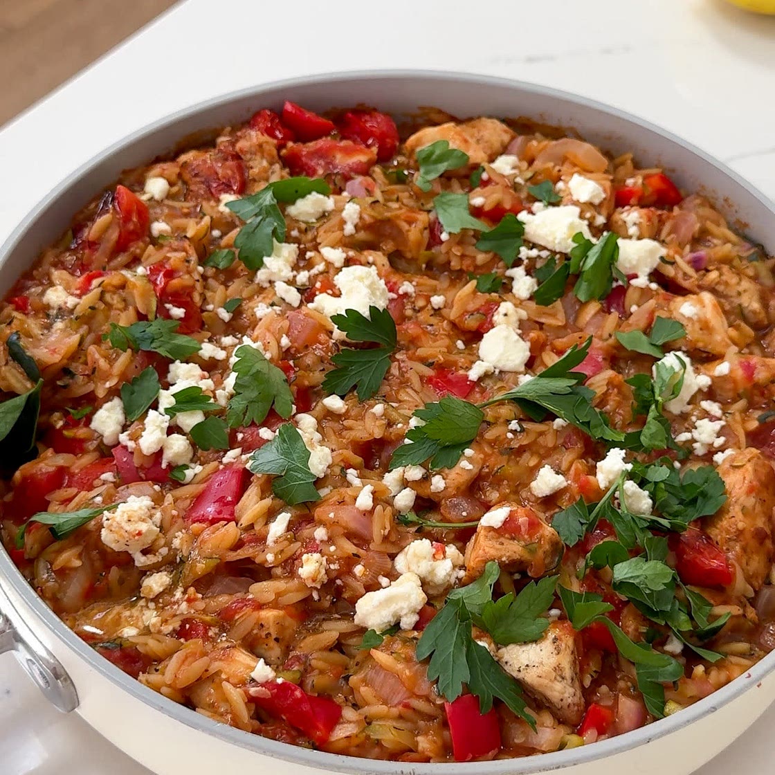 One Pan Greek Chicken Orzo