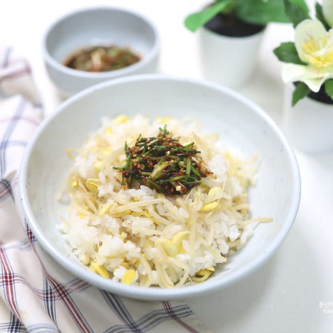 전기밥솥 콩나물밥 만들기 달래양념장 간장 만드는법