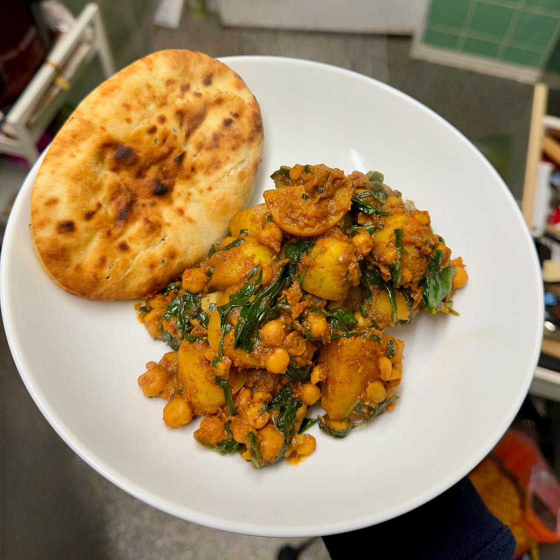 Spinach, chickpea and potato curry