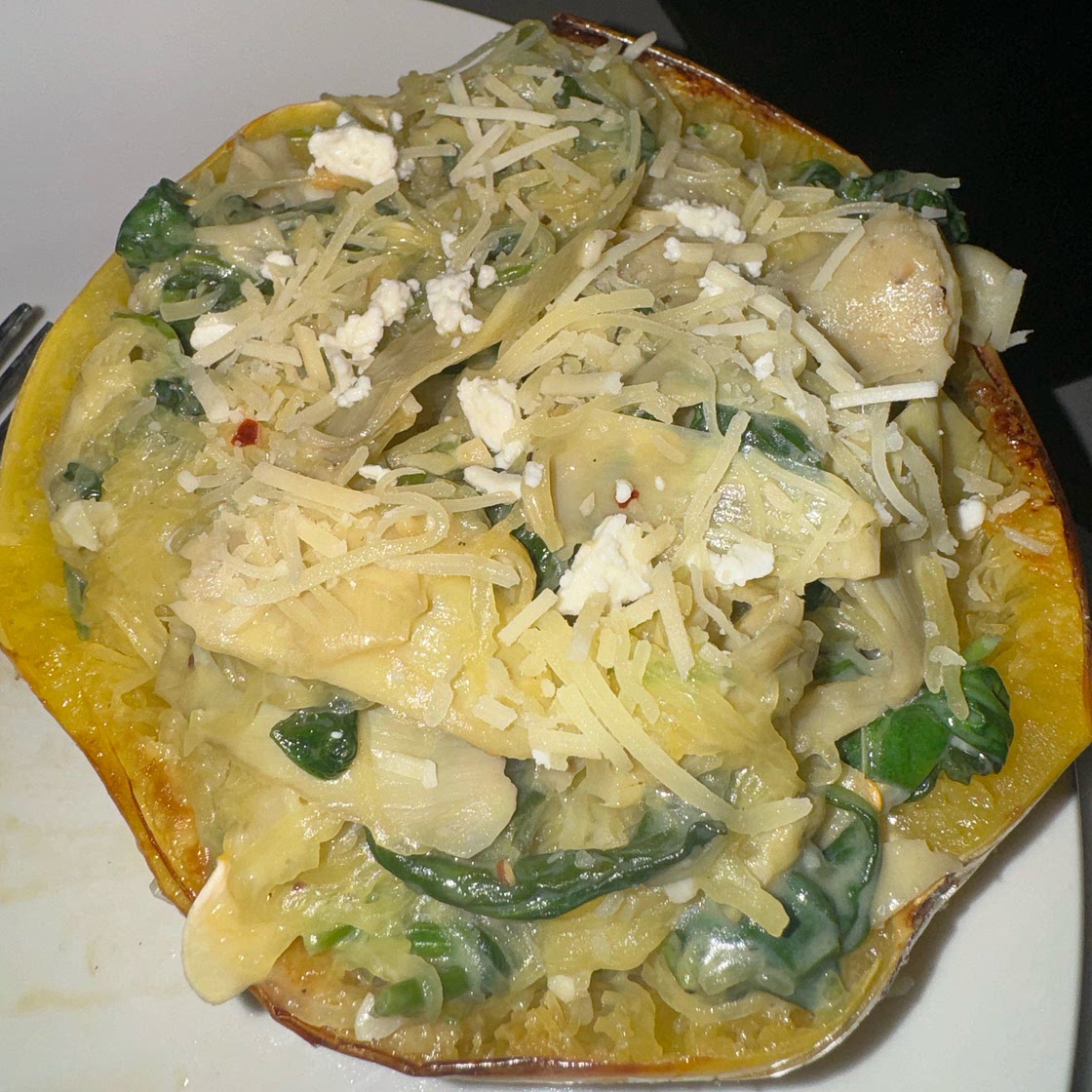 Spinach Artichoke Spaghetti Squash Alfredo