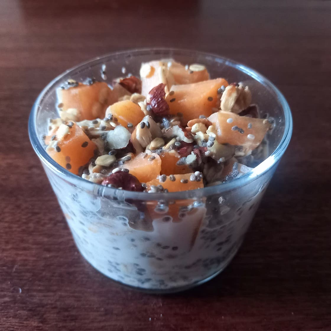 Cantaloupe hazelnut overnight oats