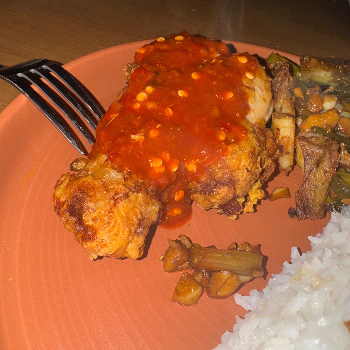 Smashed Fried Chicken with Sambal