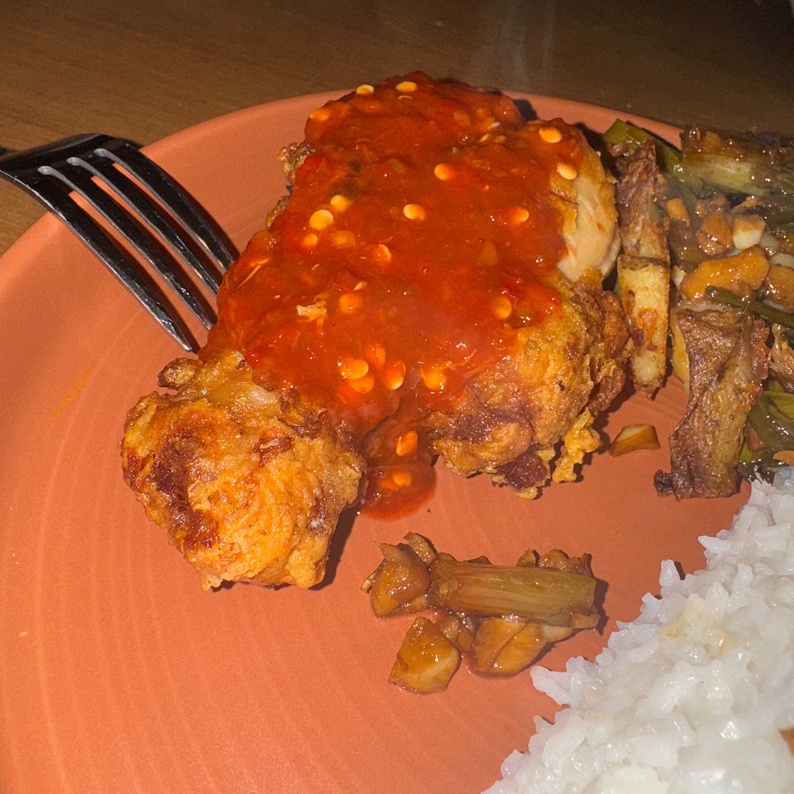 Smashed Fried Chicken with Sambal