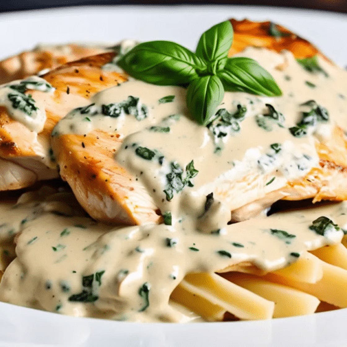 Chicken in Basil Cream Sauce