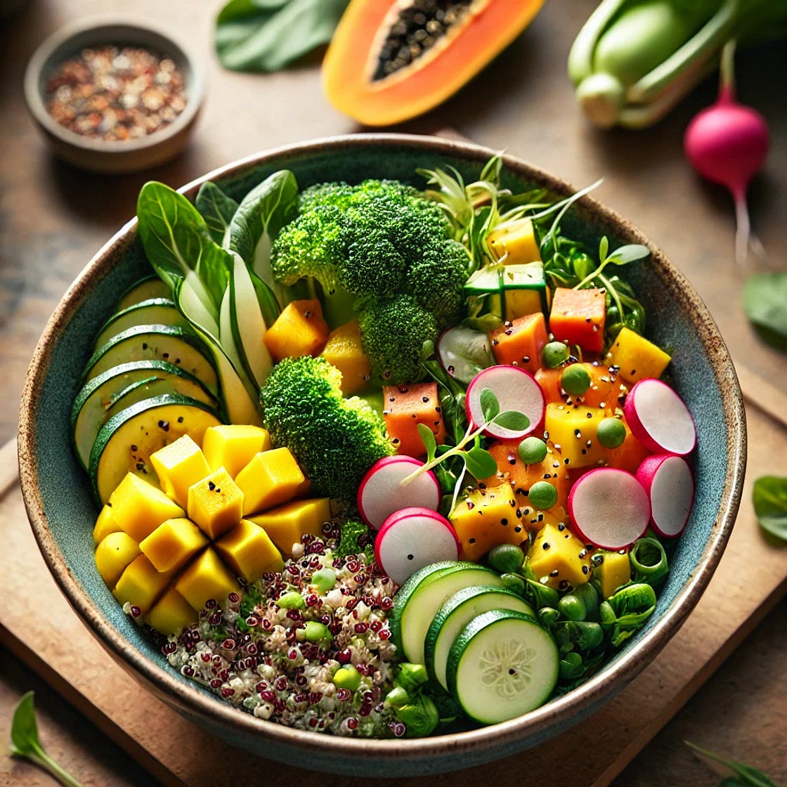 Quinoa-Gemüse-Bowl mit Kokos-Limetten-Dressing