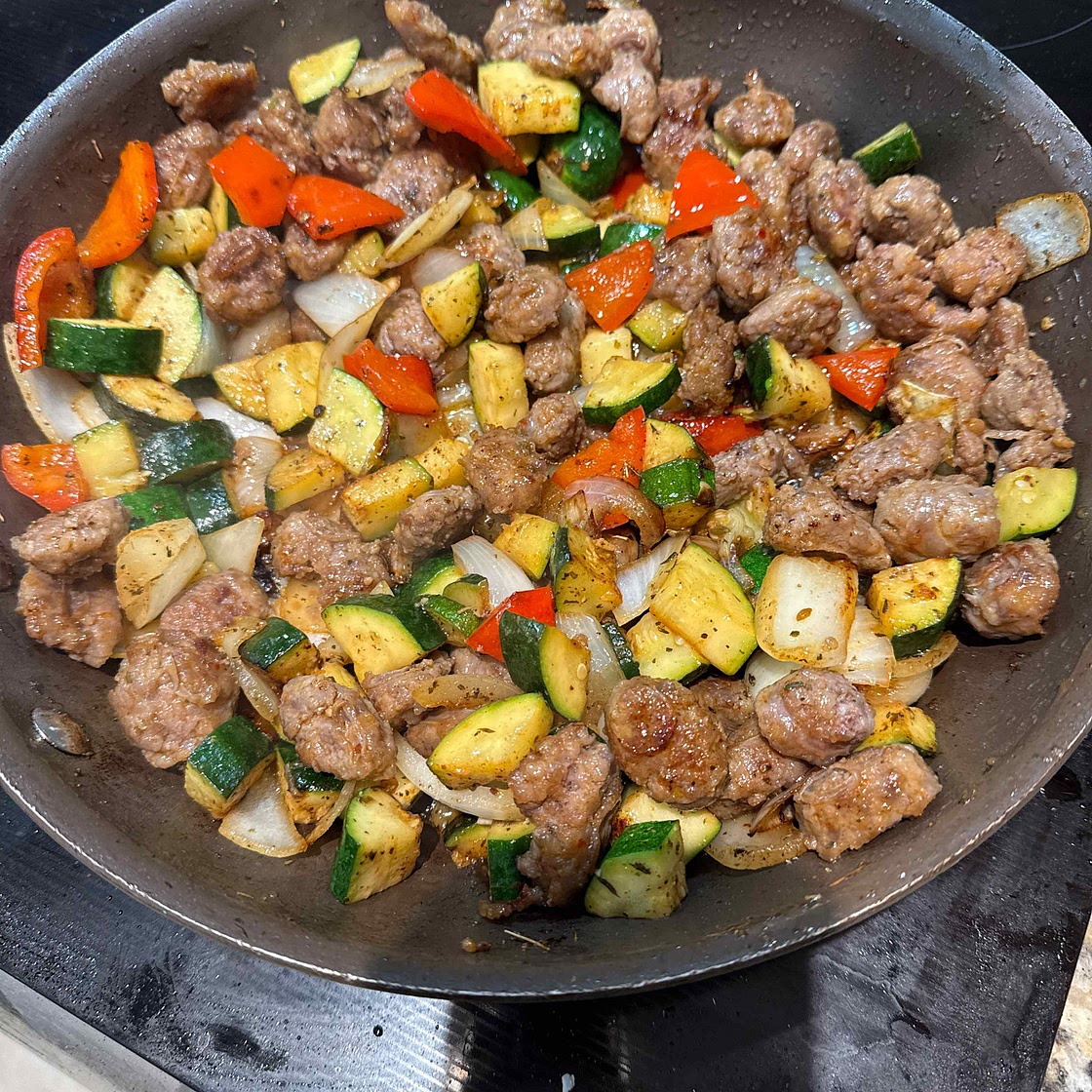 20 Minute Skillet Sausage & Zucchini