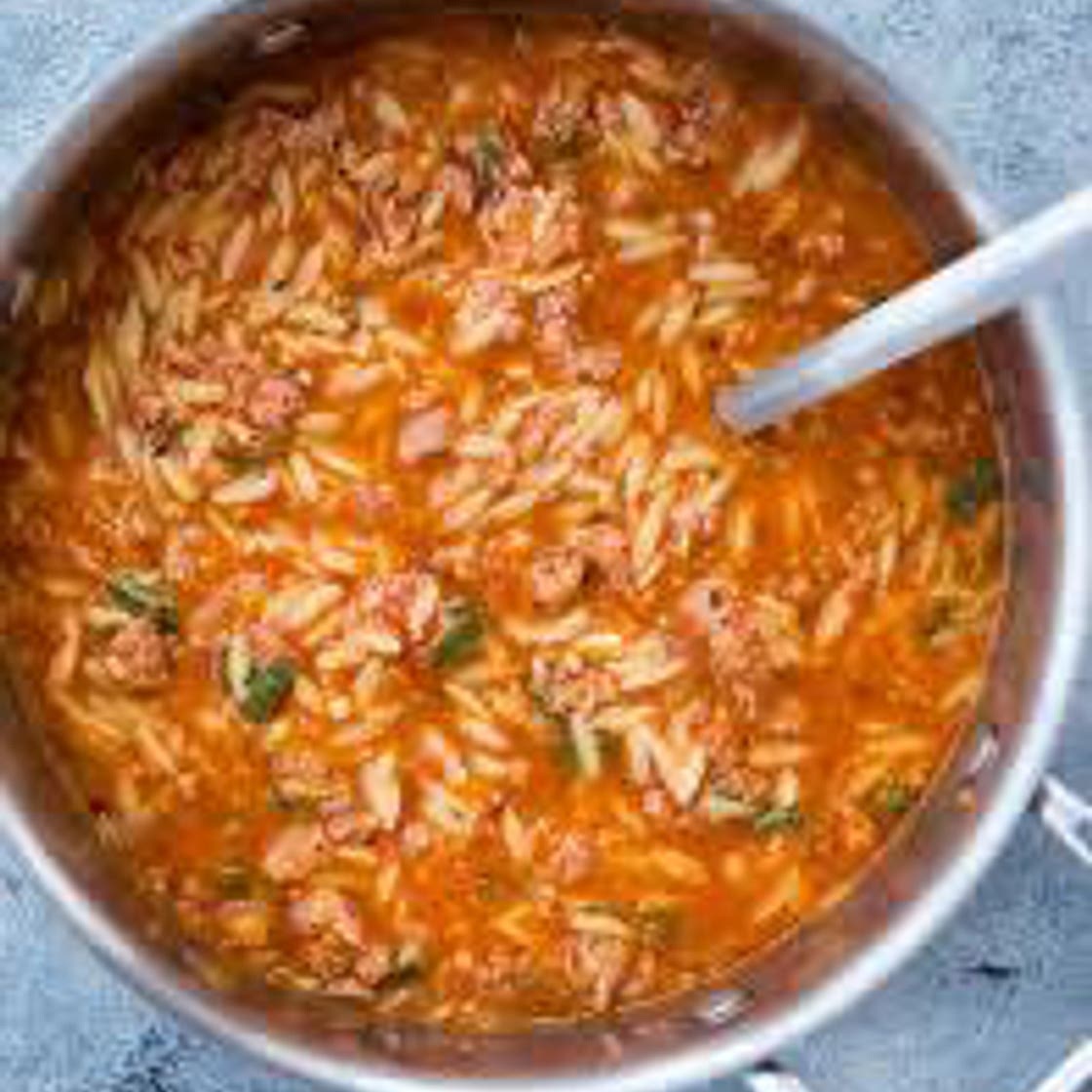 Italian Sausage and Orzo soup