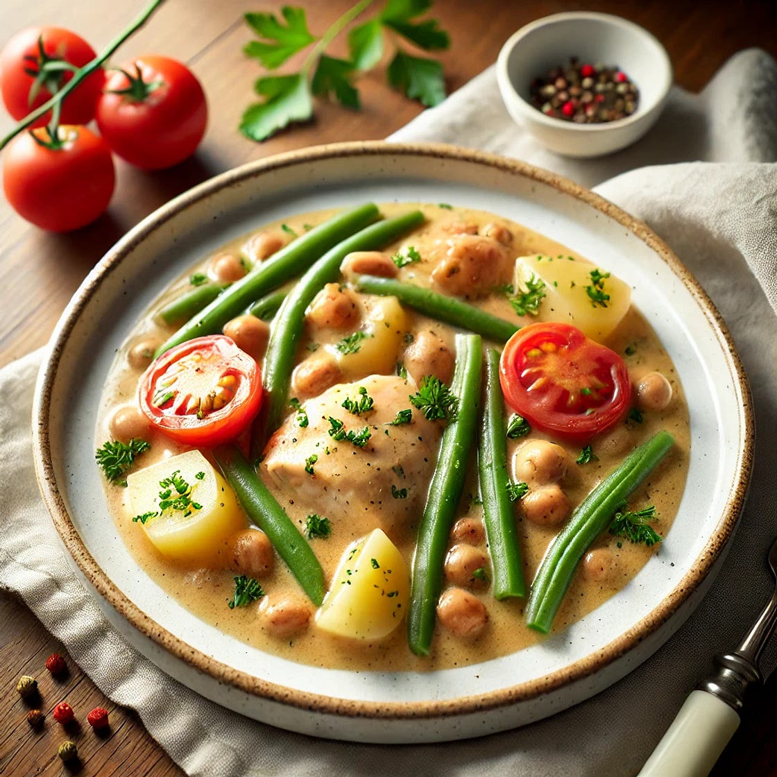 Romig eenpansgerecht met kip, groenten en aardappelen Cookeo