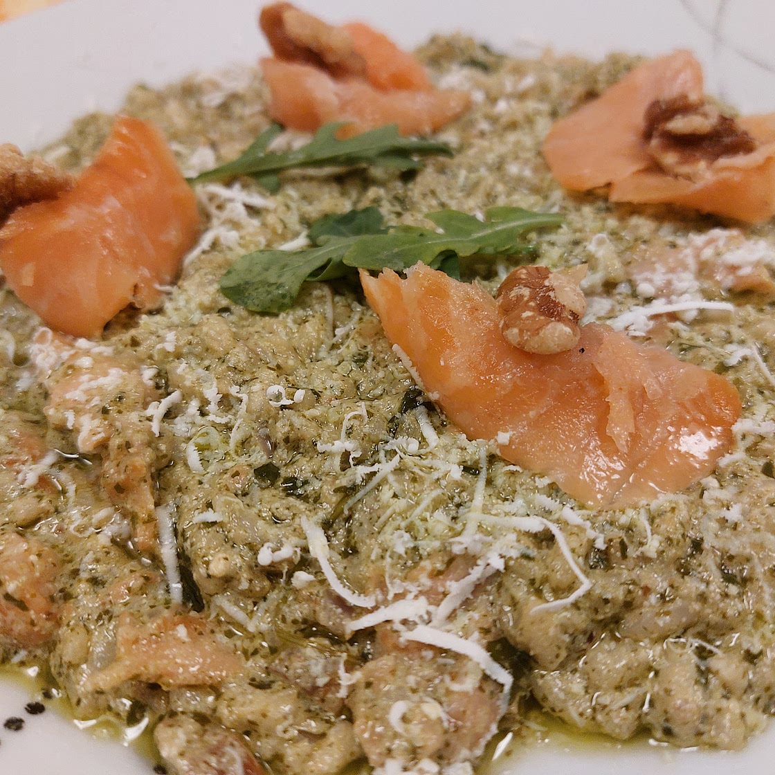 Risotto - Rucola pesto and salmon
