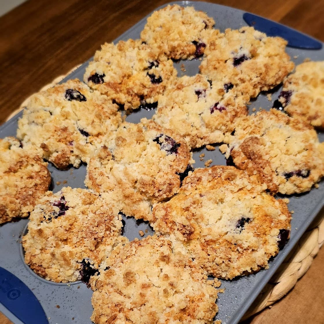 Sourdough Blueberry Muffins with Crumb Topping Recipe
