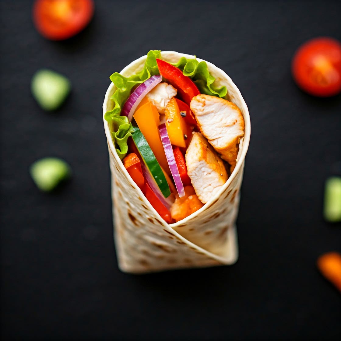 Hühnchen-Gemüse-Wrap