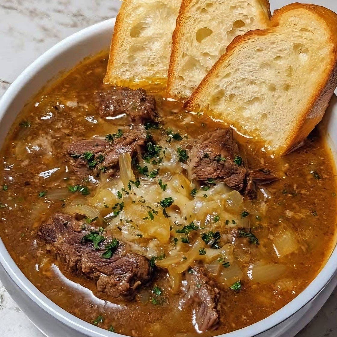 French Onion Beef Short Rib Soup