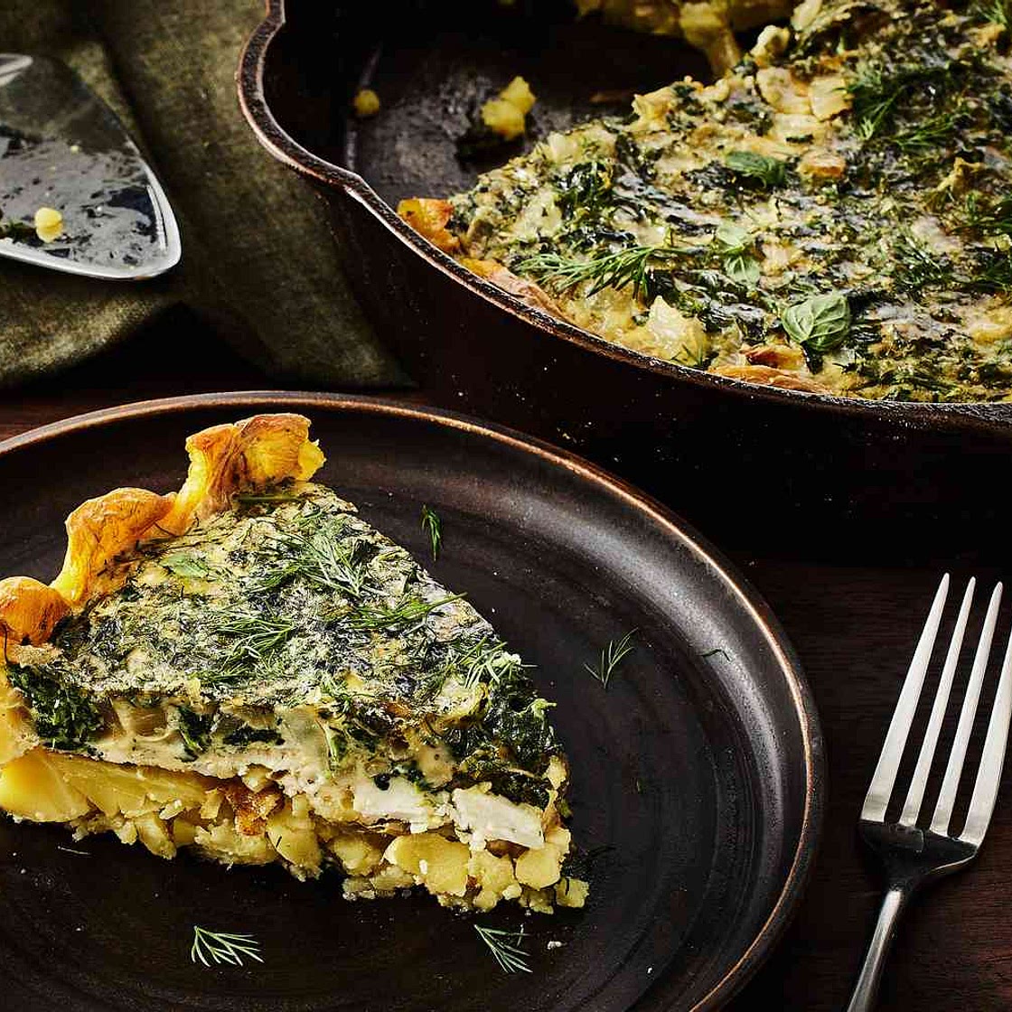 Spanakopita-Inspired Potato Crust Quiche
