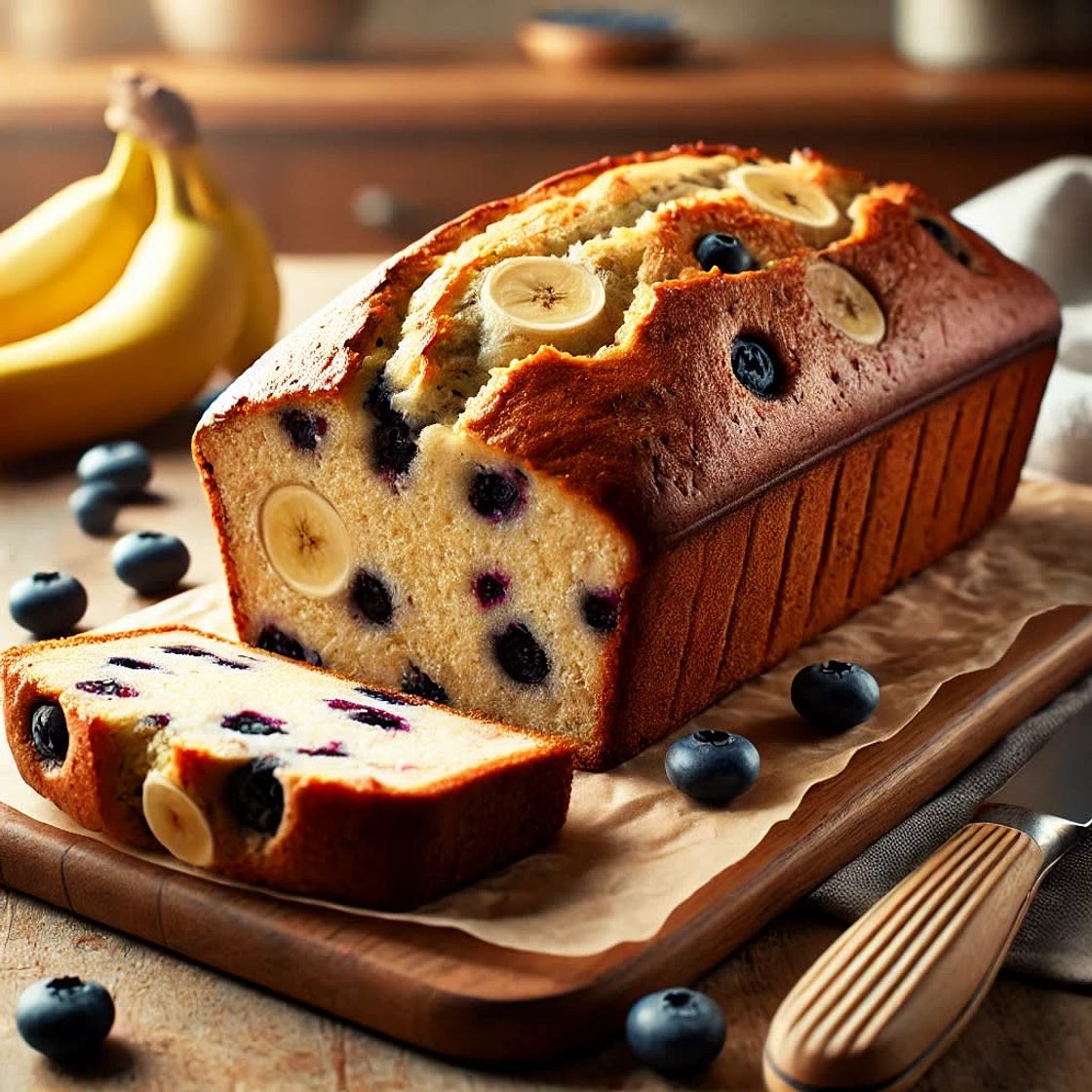 Banana Pistachio and Blueberry Loaf Cake.