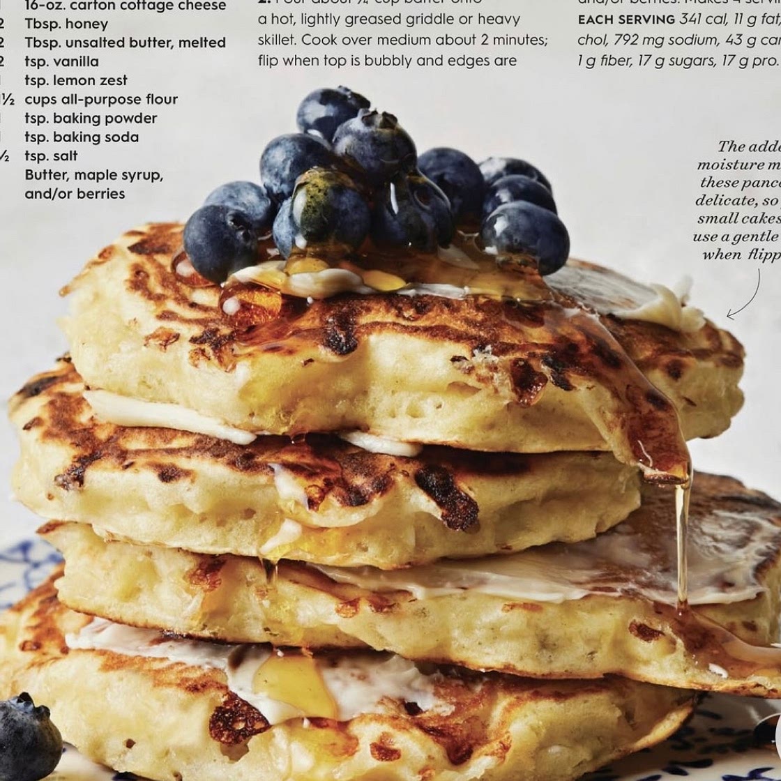 Honey-Lemon Cottage Cheese Pancakes