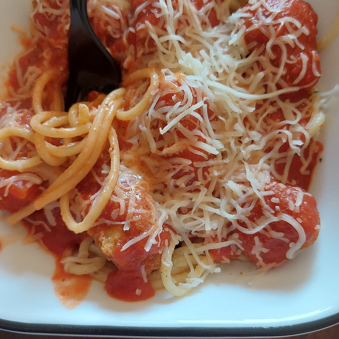 Chicken parmesan and buttered noodles