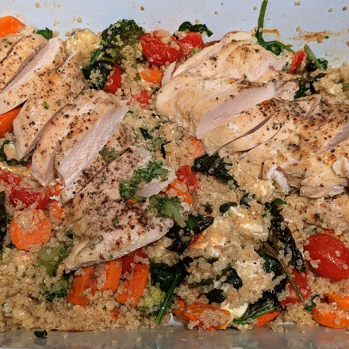 Baked feta chicken quinoa