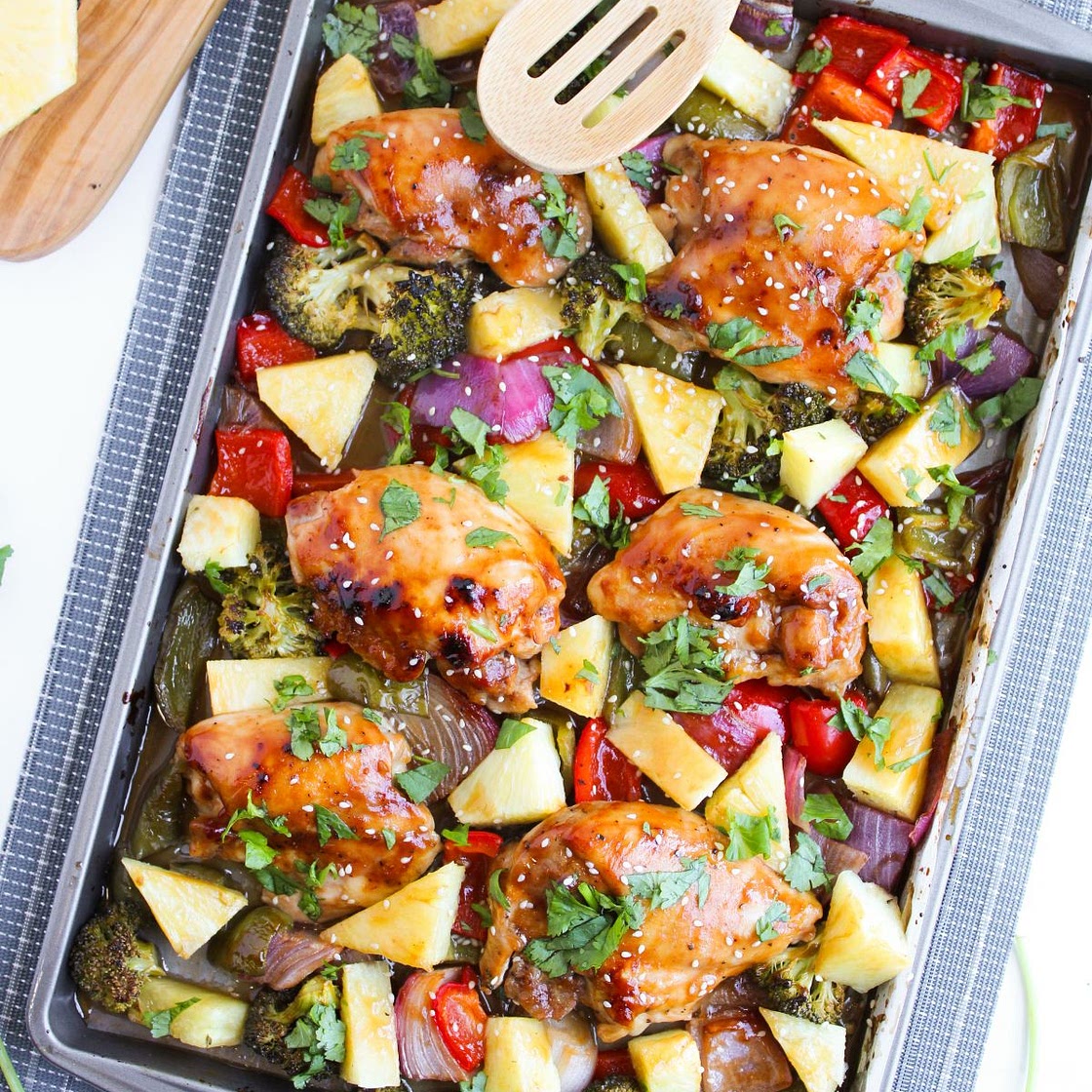 Sheet Pan Hawaiian Chicken Thighs
