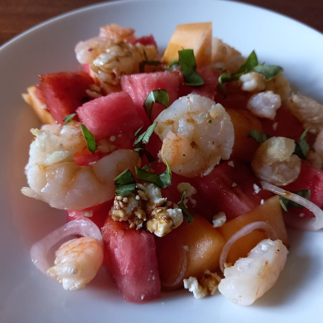 Melon and prawn salad