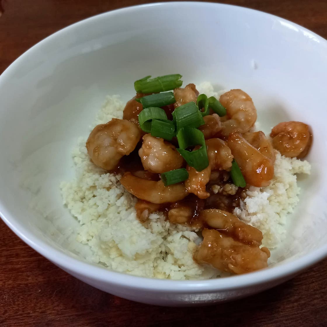 Cauliflower grits with blackened shrimp