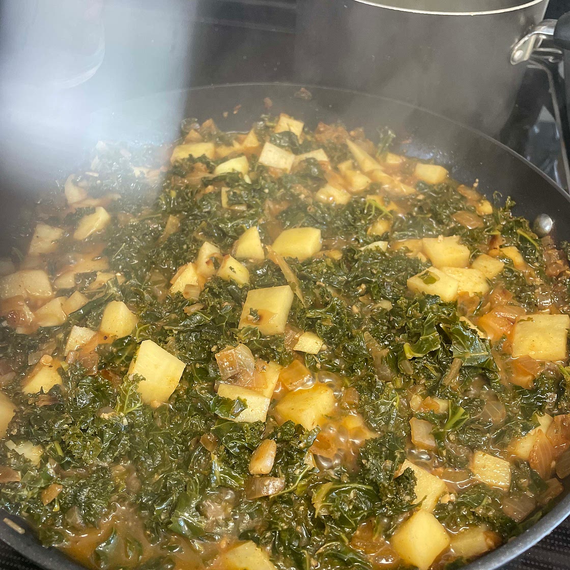 Cooked kale & potato
