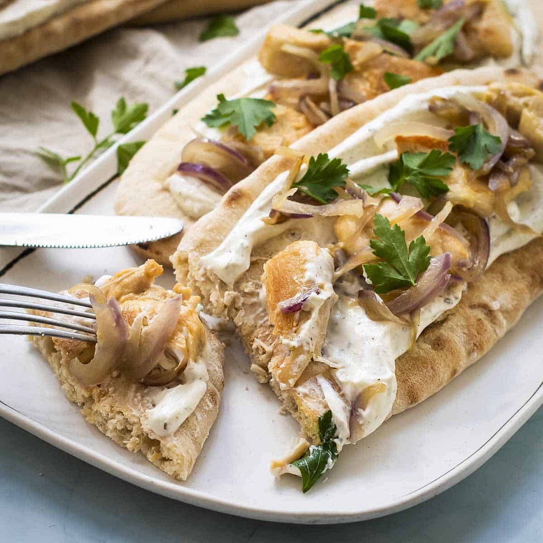 Chicken Pitas With Homemade Yogurt Sauce