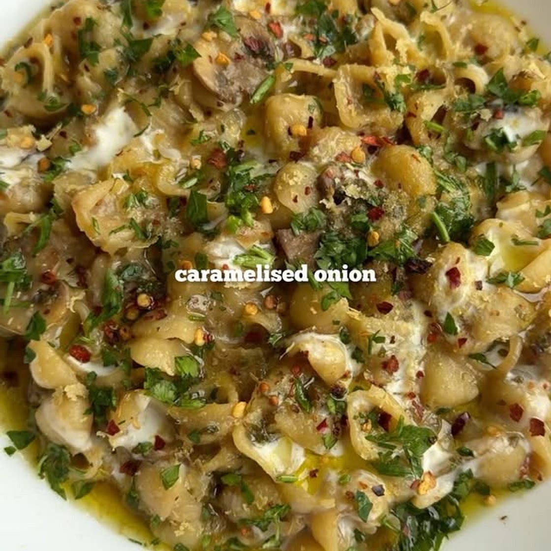 Caramelised onion pasta