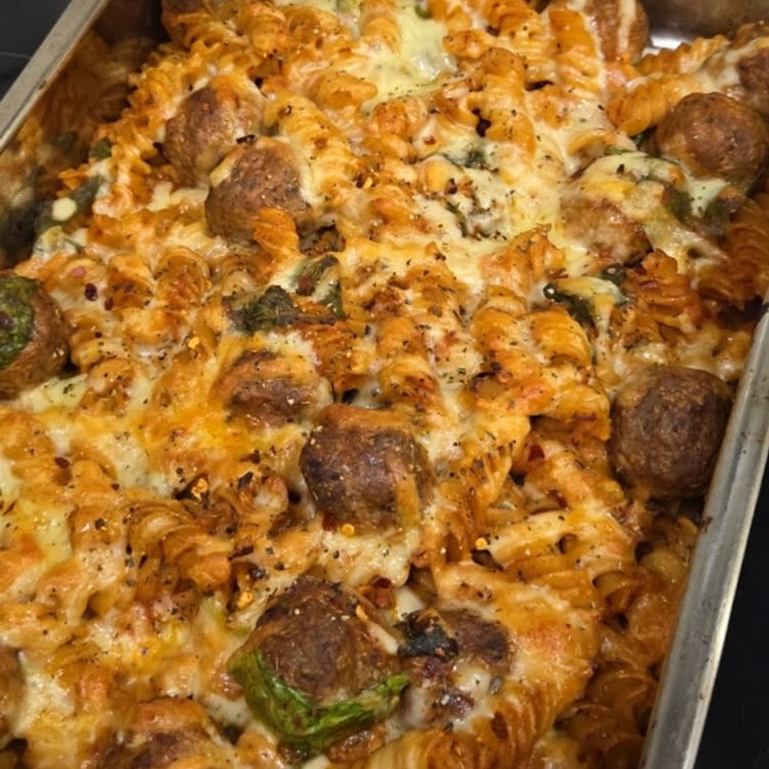 Meatball pasta bake