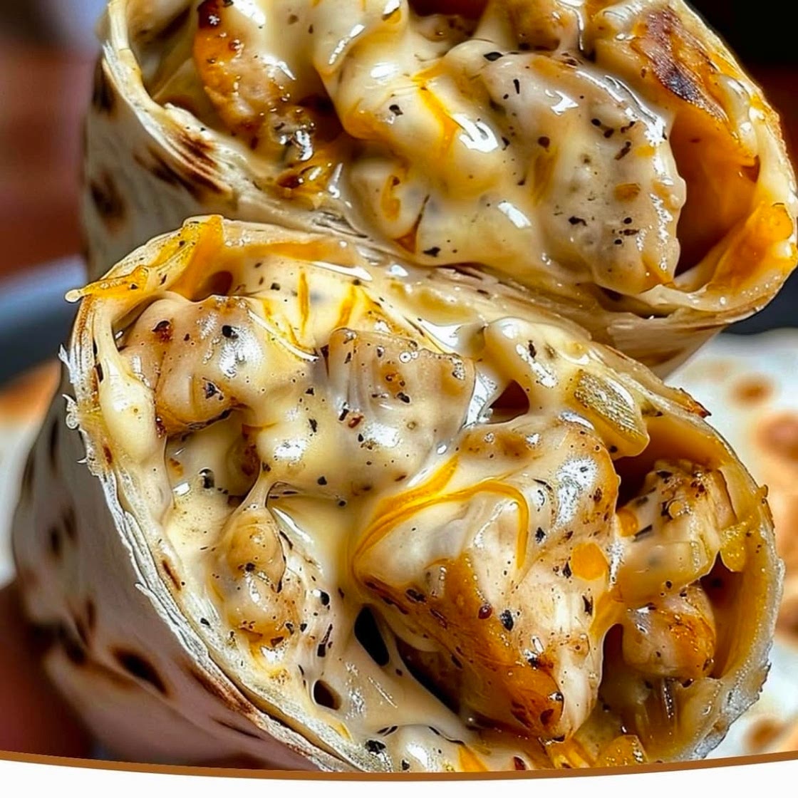 Cheesy Garlic Chicken Wraps