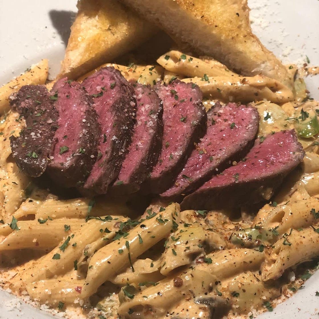 Chipotle pasta, An Steak Gourmet style cooking