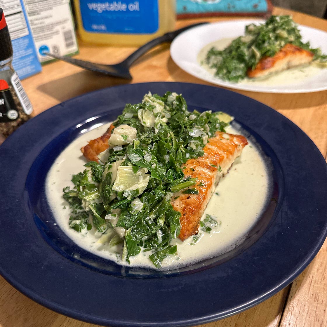 Creamy Spinach-Artichoke Salmon
